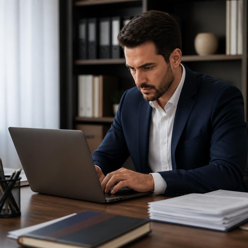 Consulta de información financiera en un portátil